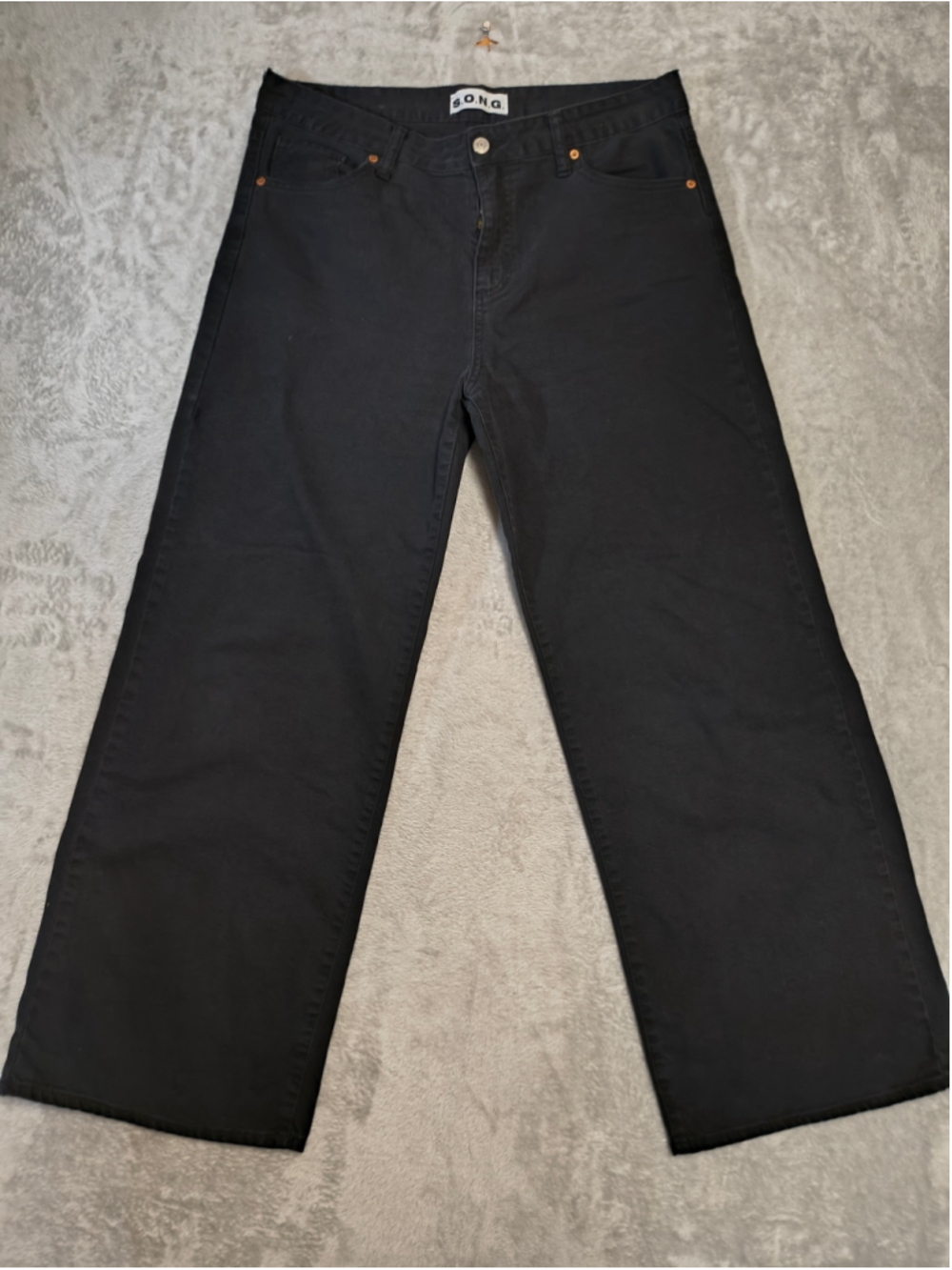 S.O.N.G. Black Wide Leg Denim Jeans Relaxed Fit Womens Size 11/30 Skater Grunge